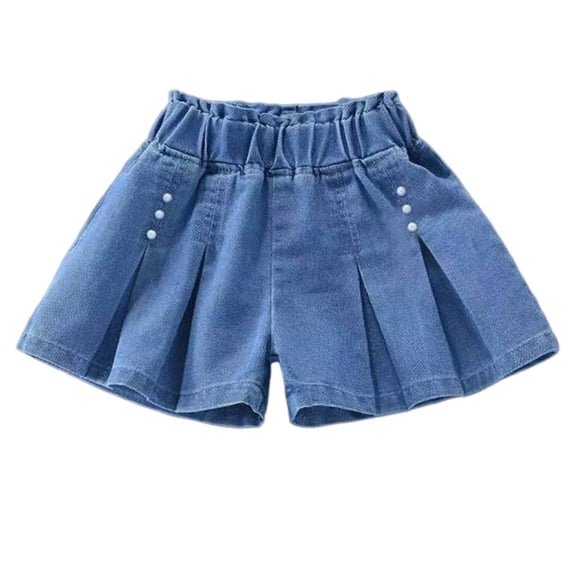PLHWHYQ Girls Denim Shorts Casual Summer Bottoms For Toddler Kids Daily Wear Soft Blend Stylish Bottoms Blue 12-13 Years