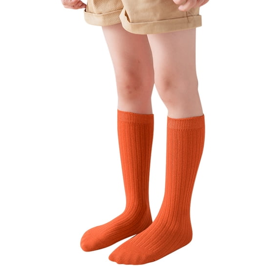 PLHWHYQ Kids Solid Ribbed Knee High Socks, Unisex Boys Girls Stretchy Calf Socks Breathable Daily Outdoor School Socks Watermelon Red 1-12 Years