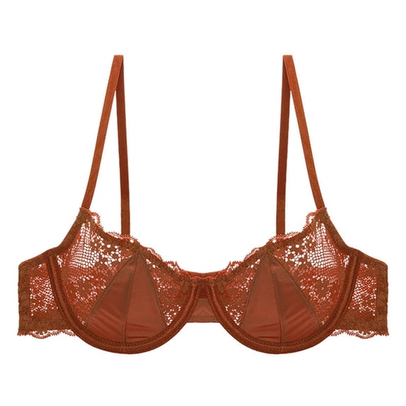 PLHWHYQ Lace Bralettes for Women Sexy Unlined Demi Balconette Underwire Bra Unpadded Red 38