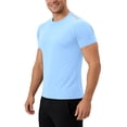 thumbnail image 1 of PLHWHYQ Men's Crew Neck Moisture Wicking Workout Shirts, Lightweight Short Sleeve Athletic Running Gym Performance Activewear Tops Blue XL, 1 of 6