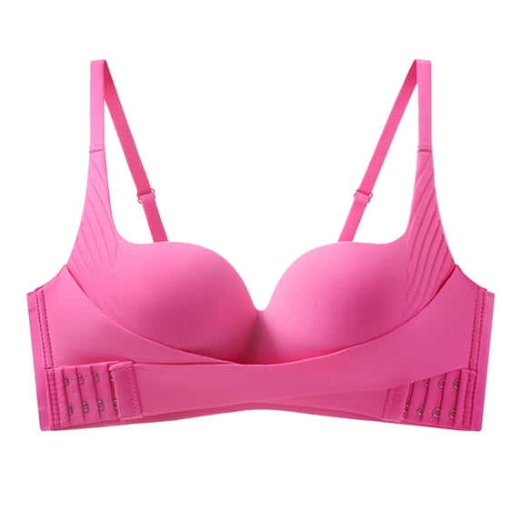 PLHWHYQ Solid Color Seamless Racerback Bra with Front Closure & Adjustable Straps, Comfort Lightweight Support Everyday Push-Up Bra for Women B-Hot Pink 85AB