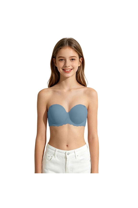 Summer Student Soft Fit Unlined Racerback Bra, Cute Style with Gathered Cups for Natural Cleavage Blue-b 34