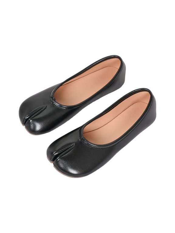Tabi Ballet Flats Shoes for Women Rounde Toe Wide Width Split Toe Low Heel Comfortable Flats Shoes Black 35
