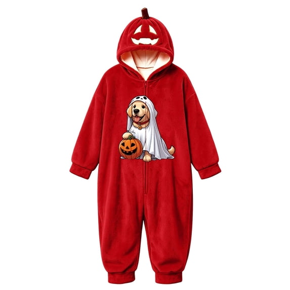 PLHWHYQ Unisex Adult Halloween Hooded Onesie Pajamas, Pumpkin Hat Graphic Zip Up One Piece Jumpsuit, Loungewear Sleepwear Red-13 S