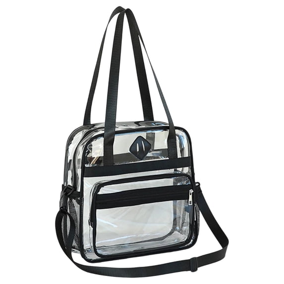 PLHWHYQ Waterproof Dustproof Clear Backpack, Large Capacity Transparent Adult Knapsack with Comfort Shoulder Straps, for School, Work, Stadium and Travel h-Black One Size