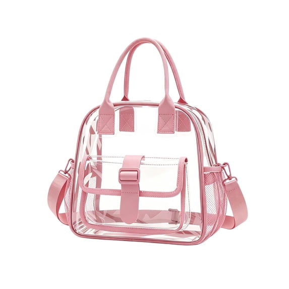 PLHWHYQ Waterproof Dustproof Clear Backpack, Large Capacity Transparent Adult Knapsack with Comfort Shoulder Straps, for School, Work, Stadium and Travel g-Red One Size