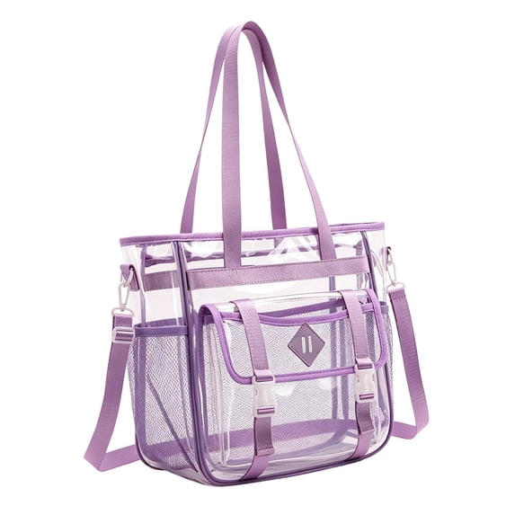 PLHWHYQ Waterproof Dustproof Clear Backpack, Large Capacity Transparent Adult Knapsack with Comfort Shoulder Straps, for School, Work, Stadium and Travel c-Purple One Size