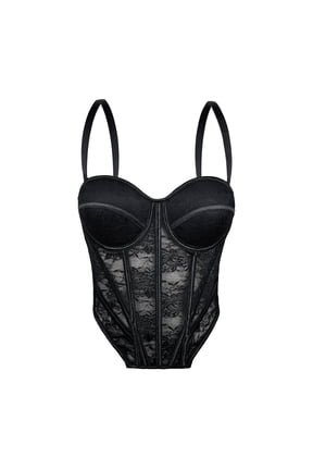 Women Faux Leather Corset Top, Zip Up Lace Up Boned Bustier with Padded Cups, Halloween Club Wear j-Black M