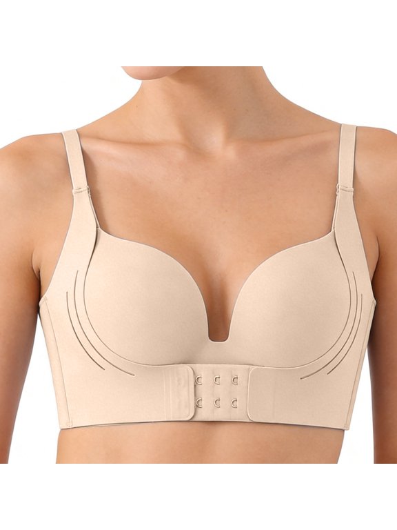 Women Seamless Push Up Bra with 3D Supportive Lift for Natural Shaping Retro Casual Undergarment Rose Gold 75A