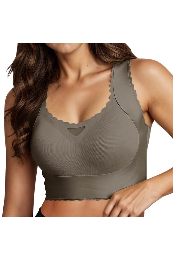 Women's Comfort Shaping Bra, Minimizer & Anti-Sagging Lift, Side Control to Smooth , Seamless Back for Everyday Wear Khaki L