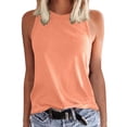 thumbnail image 1 of PLHWHYQ Women's Sleeveless Tank Top, Loose Fit Round Neck Side Slit Blouse, 100% Polyester Slub Linen Summer Vest, Casual Solid Color Basic Tops for Women Coffee S, 1 of 4