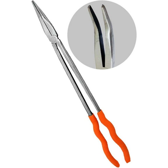 PLIER KING 16" (40.6 cm) Drop Forged Bent Nose Pliers | Heat-Treated Carbon Steel | Ergonomic Grip | Extended 45 Degree Reach