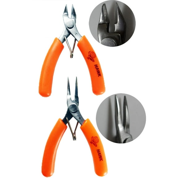 PLIER KING 2 Piece 3.5" (8.9 cm) Side Cutter & 4" (10.2 cm) Long Nose Plier Set | Stainless Steel Construction | Vibrant Orange Handles | Precision Tools for Electricians & DIY Enthusiasts