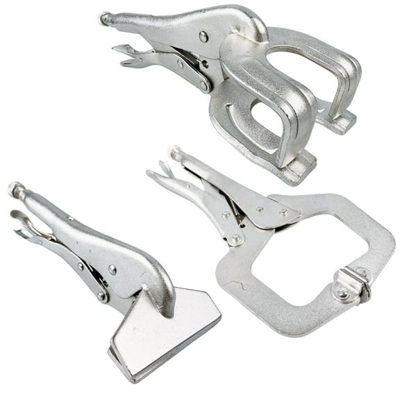 PLIER KING 3 Piece Industrial Grade Welding Clamps Set Sizes 8", 9", and 11" Included Nickel-Plated Steel Build Great For Holding Sheet Metal Or Objects For Welding