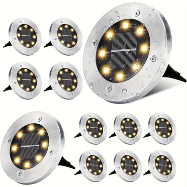 CLAONER Solar Ground Lights 4/8/12 Pack - IP65 Waterproof LED For Garden, Pathway, Driveway, Deck - Black