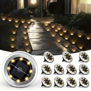 VUVIMEX 12PACK Solar Ground Lights Outdoor,8 LED Solar Powered in Ground Disk Light for Driveway Walkway Pathway Lawn Patio Yard Outside Garden Decor