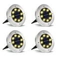 thumbnail image 1 of PLINVON 8 LED Solar Disk Ground Lights - IP65 Waterproof Warm Landscape Lighting for Lawn, In-ground Pathway, Patio & Driveway Decor, 4 PACK, 1 of 11