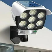 ZOEYKIMLO Solar Outdoor Light, Motion Sensor Wall Light & Fake Security Camera 77LED, Super Bright Lighting for Porch, Garden, Driveway
