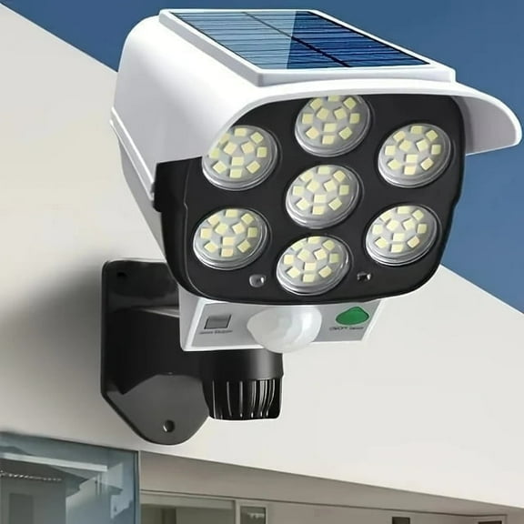 ZOEYKIMLO Solar Outdoor Light, Motion Sensor Wall Light & Fake Security Camera 77LED, Super Bright Lighting for Porch, Garden, Driveway