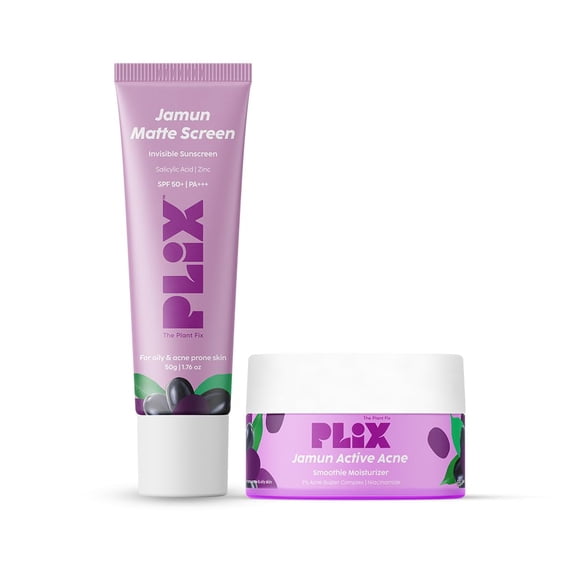 PLIX - THE PLANT FIX Acne Combo, Moisturizer And Sunscreen (30Gm + 50Gm), SPF 50 Combination Of 2% Salicyclic Acid And Niacinamide For Hydration And Reduce Acne, Pimple Marks, Lotion