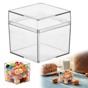 PLJFXXM 1 Pcs 2 x 2 x 2 Inch Clear Acrylic Plastic Box with Lid Square Candy Containers for Party Favors Small Square Cube Storage Candy Box for Pill Tiny Earring Jewelry Herb Bead Gifts