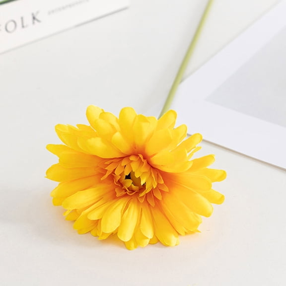 PLJFXXM 1 Pcs Artificial Gerbera Daisies Flowers Fake Daisy Real Touch PU Faux Flowers Bouquet for Indoor Home Arrangements Vase Wedding Party Table Centerpiece DIY Floral Decor (Yellow)