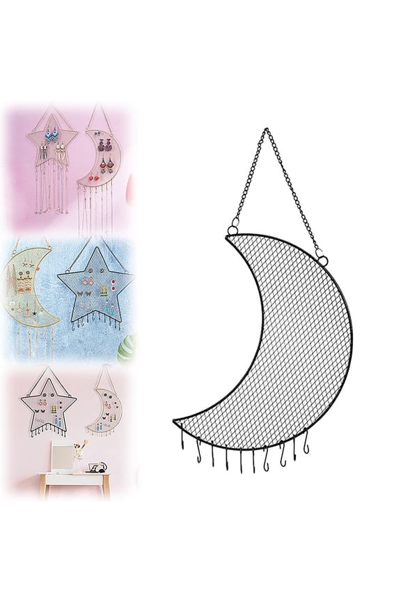 1 Pcs Earring Wall Holder Wall Mounted Organizer Hanging Stand Decorative Diamond Grid Shape Jewelry Display Rack with Hanging Hooks for Earrings Necklace Bracelet()