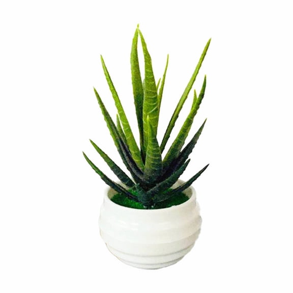 PLJFXXM 1 Pcs Large Artificial Succulent With Plastic White Pot Artificial Aloe Plant Fake Succulents Artificial Succulents Used for Garden Office Home Indoor Outdoor Decoration