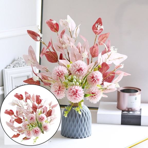 PLJFXXM 1PCS Autumn Artificial Chrysanthemums Ball Flowers 4" Large Heads Fake Hydrangea Flowers Bridal Wedding Bouquet for Home Garden Party Wedding Fall Decoration(Pink)