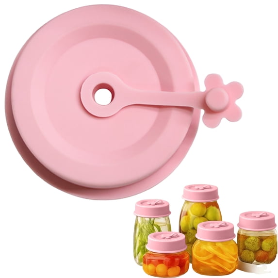 PLJFXXM 1PCS Jar Lids - Colored Plastic Lids Regular Mouth, Leak Proof Canning Covers with Silicone Rings, Reusable Can Tops Caps Covers for Jars-Pink
