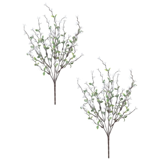 PLJFXXM 2 PCS Artificial Willow Branches with Flower, 15.7 Inch Faux Long Willow Full Vitality Small Flower Stems for Spring Home Office Bedroom Party Wedding Table Centerpieces Decor