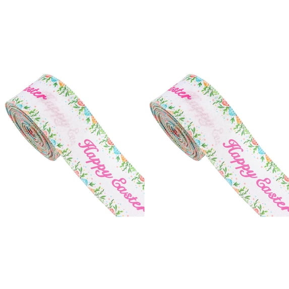 PLJFXXM 2 Rolls 22 Yards Easter Spring Wired Ribbon Pastel Wired Stripe Ribbon Edge Horizontal Stripe Canvas Spring Decorative Craft for Wrapping Christmas Party Crafting