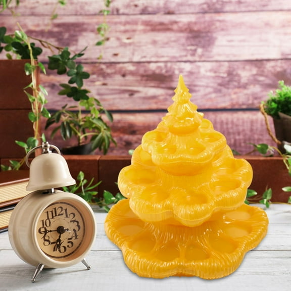 PLJFXXM 26 Hole Deviled Egg Plate, 3 Tier Christmas Tree Shape Deviled Egg Platters Trays Holds, Reusable Holiday Devileds Holder Christmas Tree For Party Decor (Yellow)