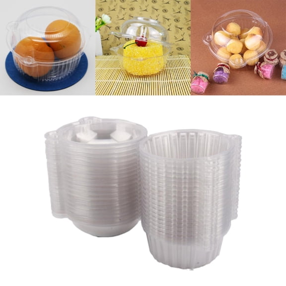 PLJFXXM 50 Pack Individual Cupcake Containers Plastic Cupcake Boxes Cupcake Holders Stackable Deep Dome Cupcake Carrier