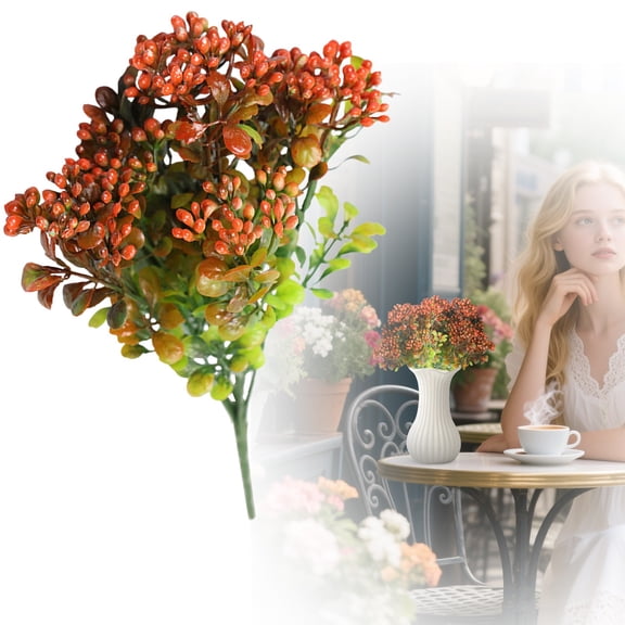 PLJFXXM 6 Inch Artificial Fall Berry Flowers - Faux Greenery for Home & Event Decor Red