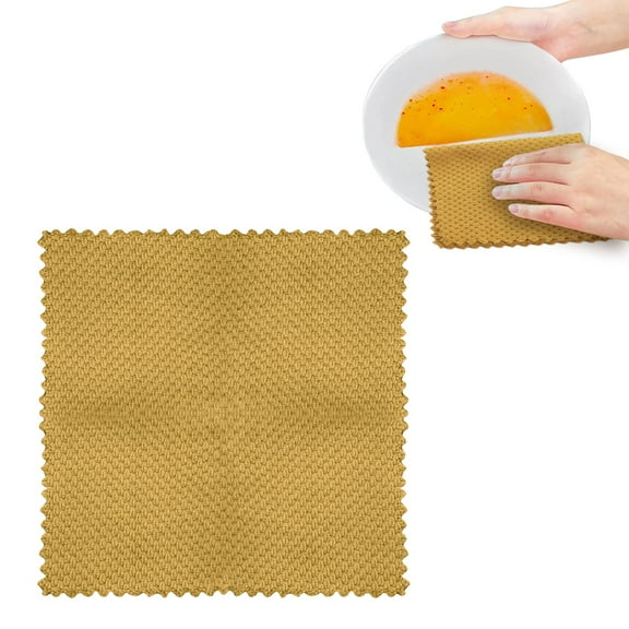 PLJFXXM 7 Color Microfiber Dish Cloth for Washing Dishes Rags Kitchen Cleaning Cloths Washcloth Oil Cloth with Popcorn Texture Poly Scour Side Absorbent Dishwashing Towel,12x12Inches, Yellow