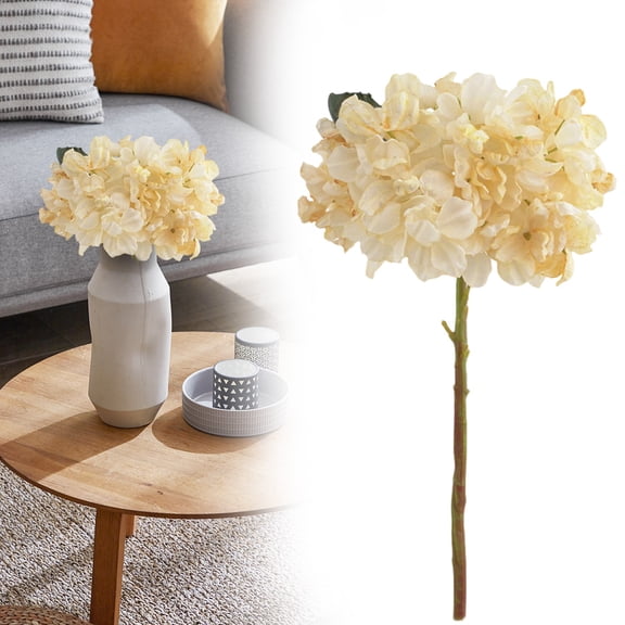 PLJFXXM Artificial Fake Flowers Silk Hydrangea Arrangements Wedding Bouquets Decorations Plastic Floral Home Kitchen Garden Party Festival Bar DIY (Beige)