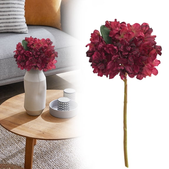 PLJFXXM Artificial Fake Flowers Silk Hydrangea Arrangements Wedding Bouquets Decorations Plastic Floral Home Kitchen Garden Party Festival Bar DIY (Wine Red)