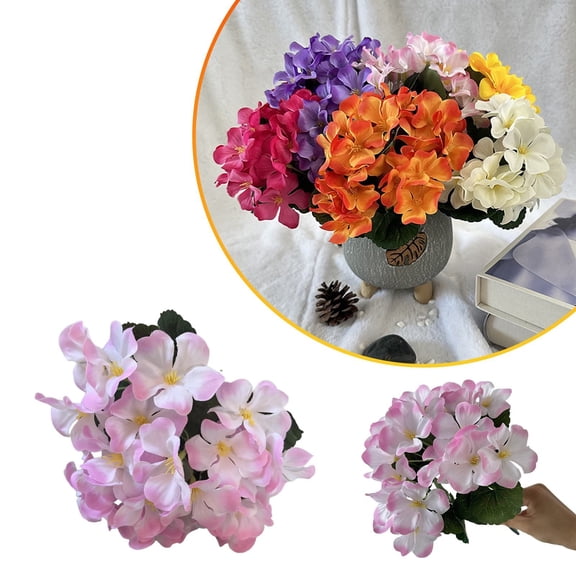 PLJFXXM Artificial Flowers Silk Geraniums for Outdoors UV Resistant Pink Artificial Geranium Bush Faux Flowers Plant Geraniums for Garden Home Decor Indoor Patio Vase Table Centerpiece