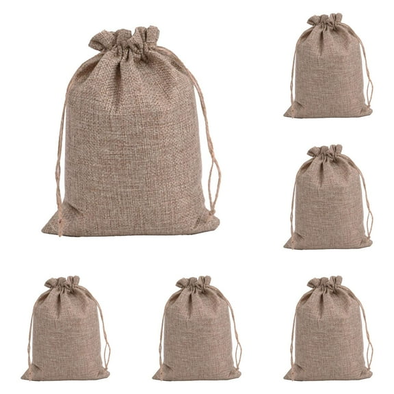 PLJFXXM Burlap Bags with Drawstring - 6Pcs 9x6.7'' Original Sacks for Wrapping Halloween Gifts, Storage, Decoration, Gardening, Clothes, Seeds, Root Ball or Other Household Use