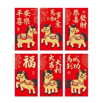 PLJFXXM Chinese Red Envelopes, New Year Red Envelopes 2026 for Chinese Lunar Horse Year, Luckys Money Pocket, Hong Bao,6 Pcs, 6 Designs