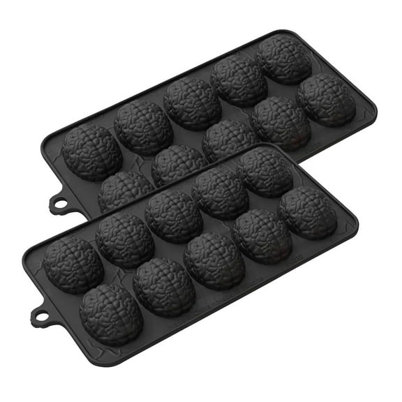PLJFXXM Chocolate Molds 10 Cavity Brain Halloween Skeleton Brain Silicone Halloween Candy Molds for Cake Cupcake Decorating, Candy, Chocolate, Pudding, Jelly