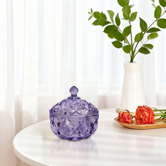 PLJFXXM Colorful Glass Jar With Lid,Cute Candle Cup,Candy Dish,Candy Cookie Jars,Jewelry Box,Decorative Jar