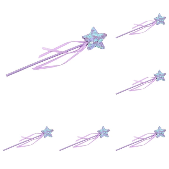 PLJFXXM Crystal Metal Star Fairy Wand with Ribbon for Girls Halloween Decorations(5Pcs)