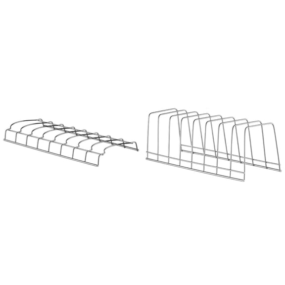 PLJFXXM Dish Rack Plates Holder 2 Pack set, Plate organizer for cabinet space saver, Pan lid organizer, Kitchen Storage Cabinet Organizer for Plates/bowls/cups/lids/cutting boards/spatulas-Silver