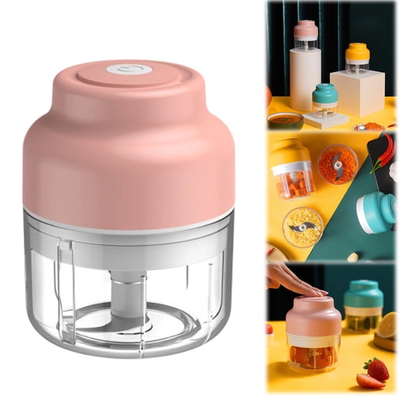 PLJFXXM Electric Garlic Chopper, Mini Portable Veggie Chopper, 250ML Garlic Grinder Masher Onion Grinder, Blender to Vegetable, Wireless Food Processor for Ginger, Chili, Fruit, Meat, etc