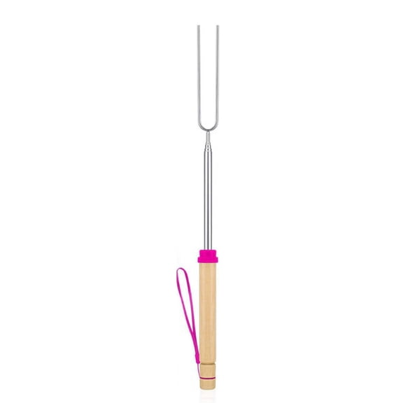PLJFXXM Extendable Stainless Steel Roasting Sticks, 1 Pack, 32" - For S'mores, Hot Dogs, Campfires and Fire Pits-Pink