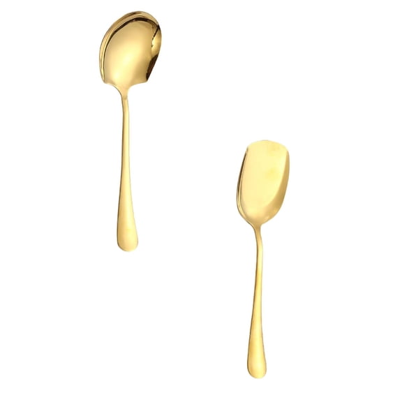 PLJFXXM Extra Large Serving Spoons Set, 8.8 Inch Gold Serving Utensils Stainless Steel Big Metal Spoons for Buffet, Parties, Catering, Banquet - Dishwasher Safe (2-Piece, Gold)