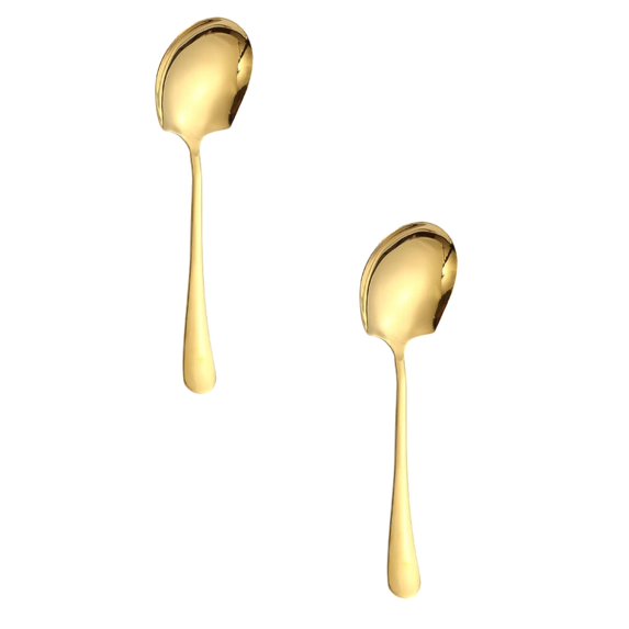 PLJFXXM Extra Large Serving Spoons Set, 8.8 Inch Gold Serving Utensils Stainless Steel Big Metal Spoons for Buffet, Parties, Catering, Banquet - Dishwasher Safe (2-Piece, Gold)