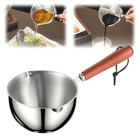 PLJFXXM Food grade Stainless Steel Mini Butter Warmer, Mini Milk/Coffee Warmer, 300 ML Milk Warmer, Small Baby Food Warmer with Dual Spouts, Chocolate Melting Pot